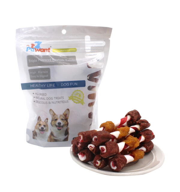 Pawant Dog Treats Training Snacks Triple Flavored Rawhide Kabobs Dog Treats - 图片 10